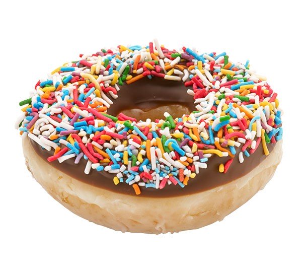 Chocolate Iced Sprinkles Doughnut Top